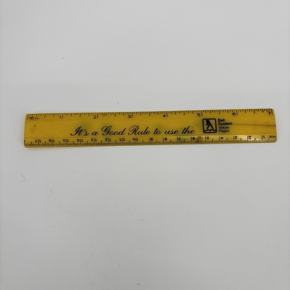 Vtg Bell Yellow Pages‎ Ruler  7" Advertising Ruler - Yellow Pages Plastic